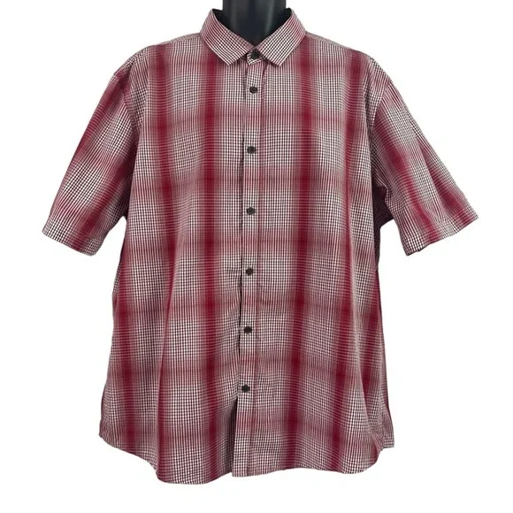 Alfani Mens Short Sleeve Shirt Red White Plaid XXL - Picture 1 of 8